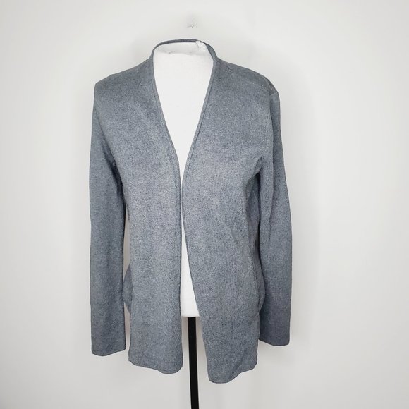 Talbots Cardigan Open Front Classic Cotton Grey M - Picture 3 of 15